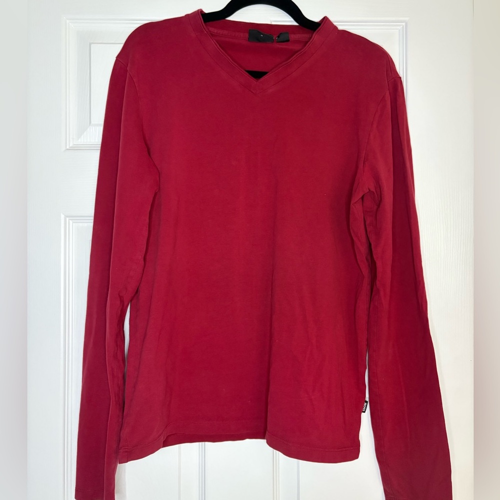 Hugo Boss Burgundy V-Neck Shirt